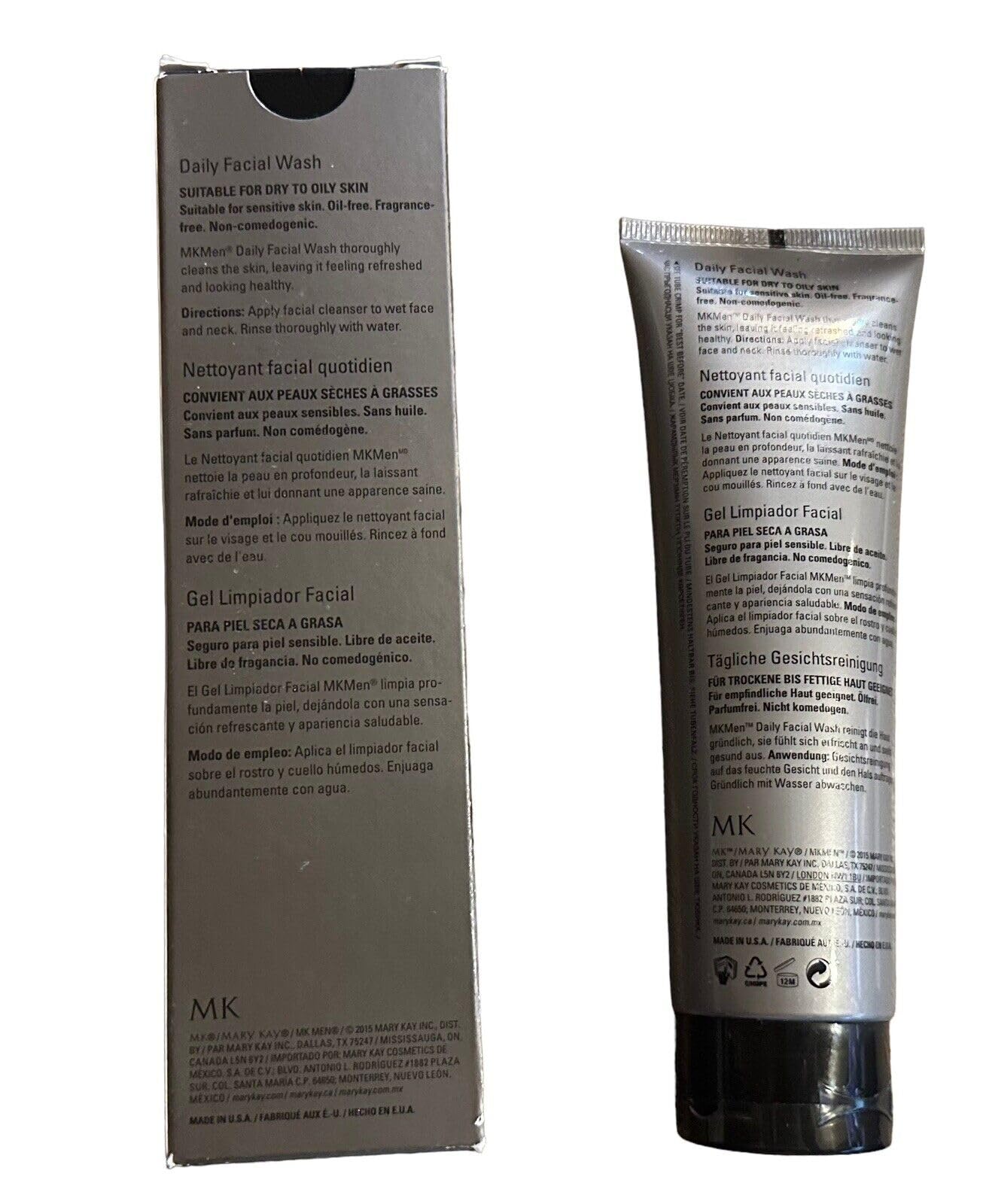 Mary Kay MK Men Daily Facial Wash packaging box and tube.