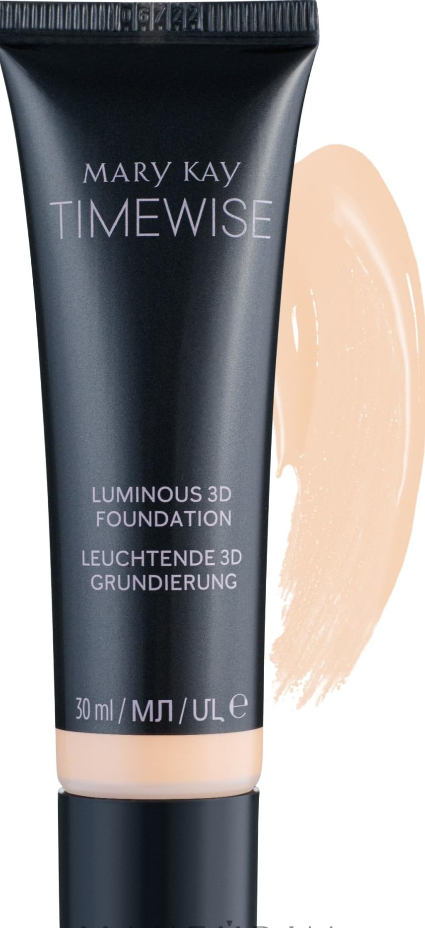 Mary Kay TimeWise Luminous 3D Foundation Ivory C110 bottle close-up for even-toned skin.