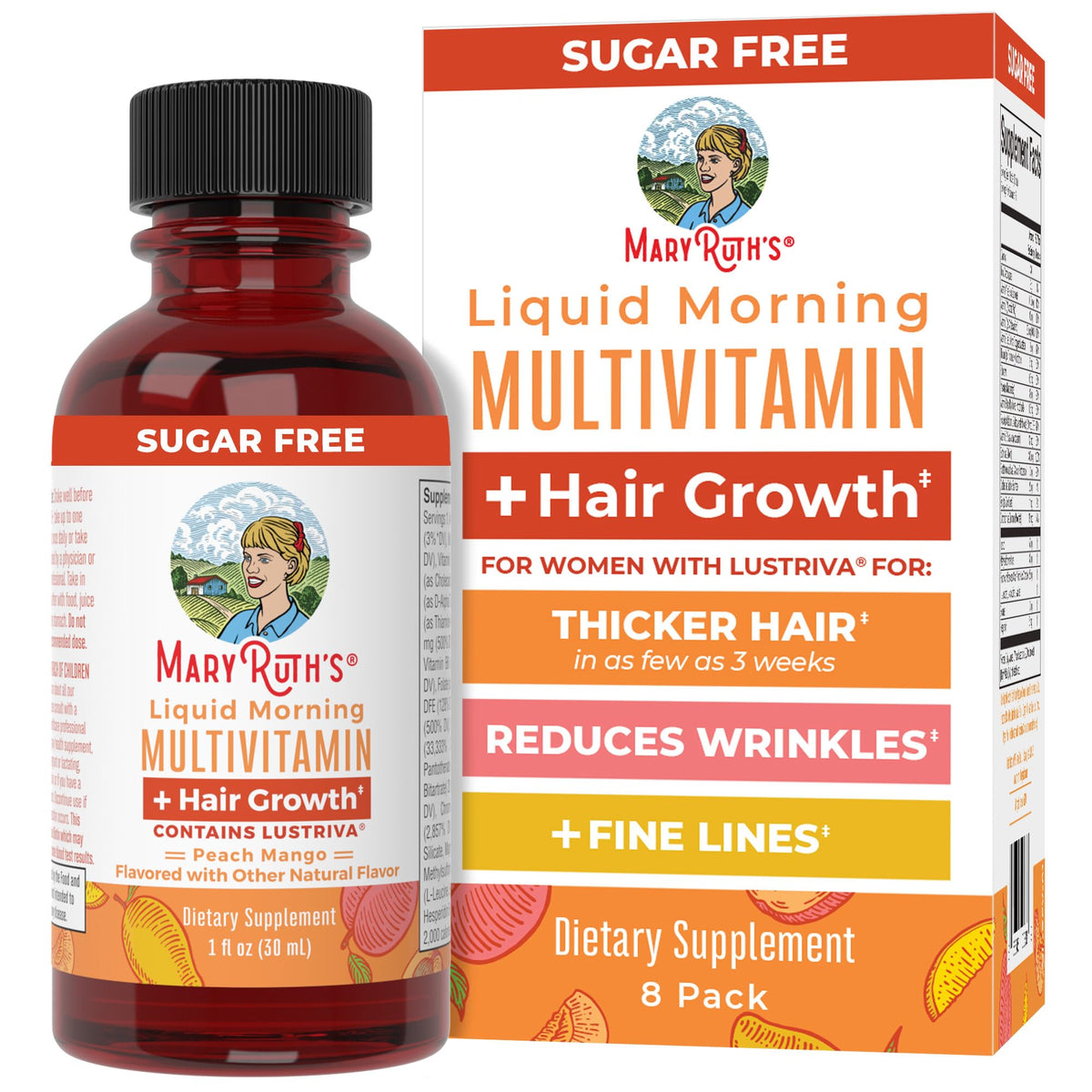 MaryRuth Organics Lustriva bottle pour for easy daily hair wellness routine.