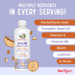 MaryRuth's Hair Growth MAX glass bottle – easy daily consumption.