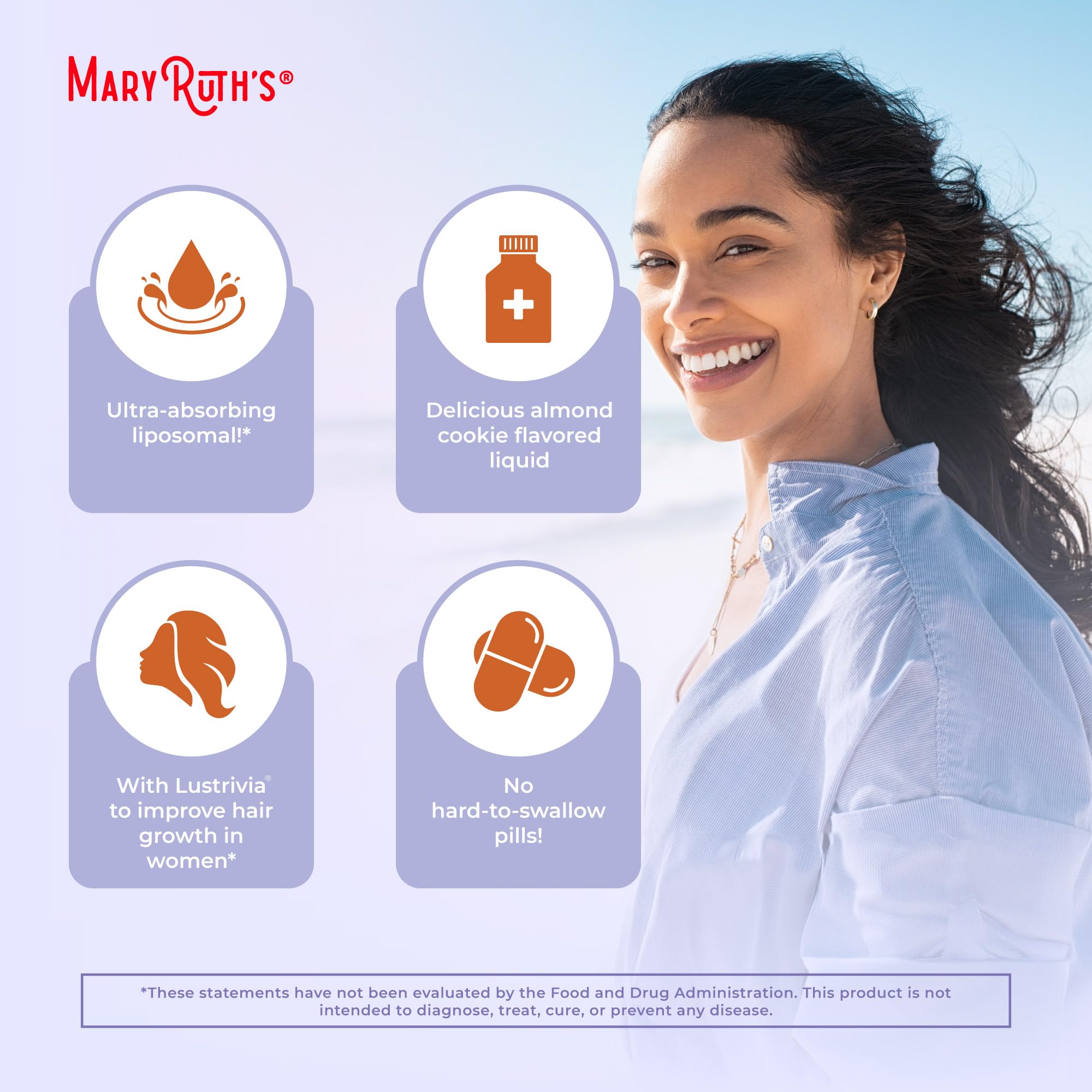 MaryRuth's Hair Growth MAX vegan-dairy-free-label – suitable for vegan diets.