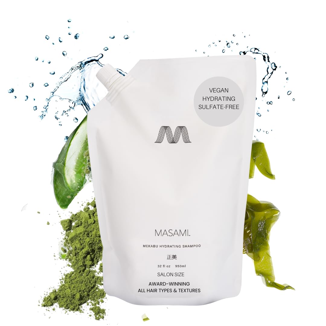 MASAMI Mekabu Hydrating Conditioner refill pouch shown for sustainable, waste-reducing haircare