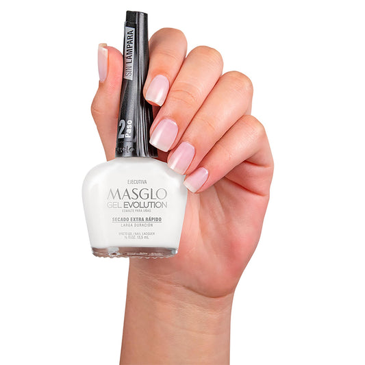 MASGLO Gel Evolution color Ejecutiva pink for vibrant, quick-dry nails.