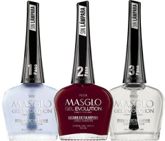 MASGLO Gel Evolution set packaging shown for at-home manicure.