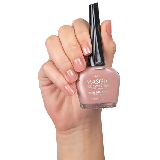 MASGLO Gel Evolution Beautiful nail polish swatch showing vibrant color.