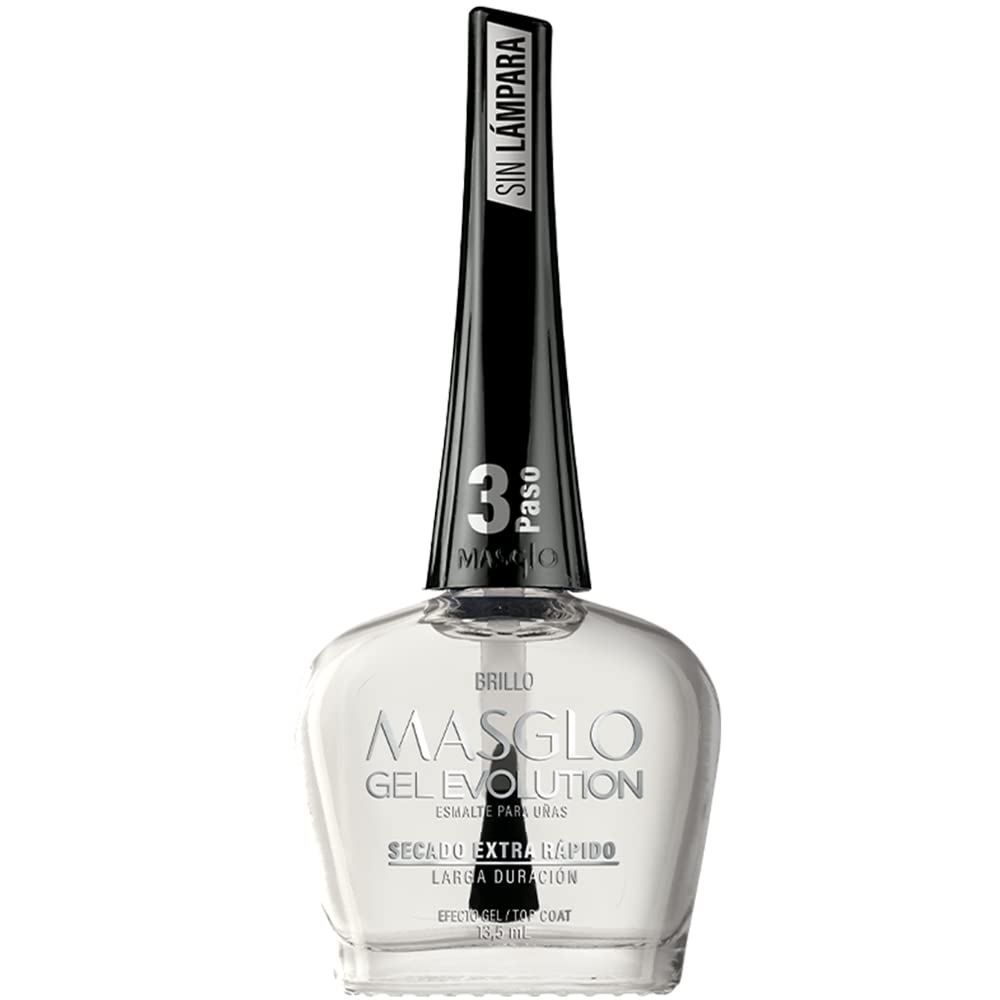 MASGLO Gel Evolution top coat adds high-gloss, long-lasting shine.