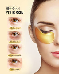 Maskiss 24k gold under-eye patches closeup showing collagen detail and hydration
