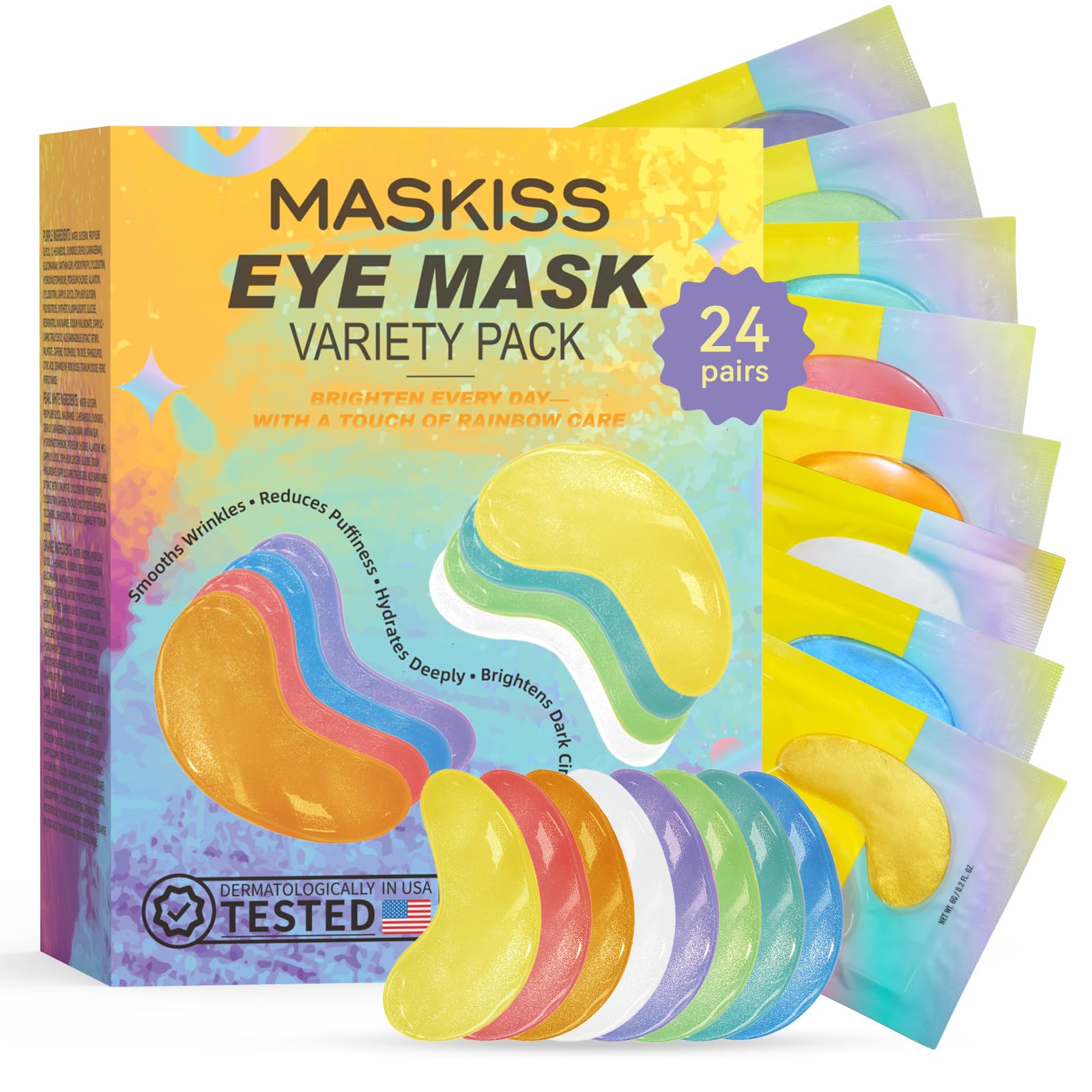 Maskiss 8-color eye patches pack for refreshed under-eye appearance.