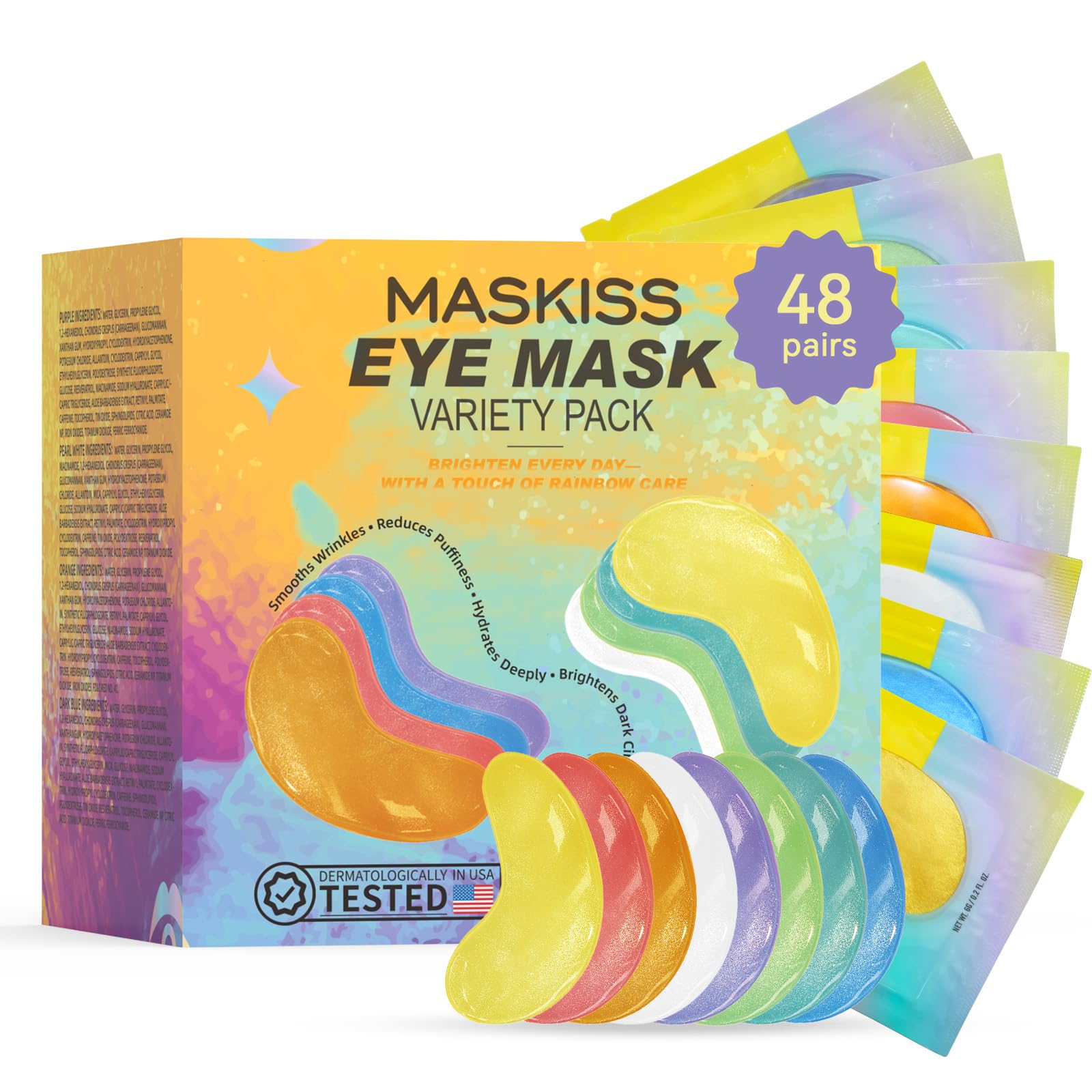 Maskiss eight-color under-eye patches set showing variety for different skin concerns