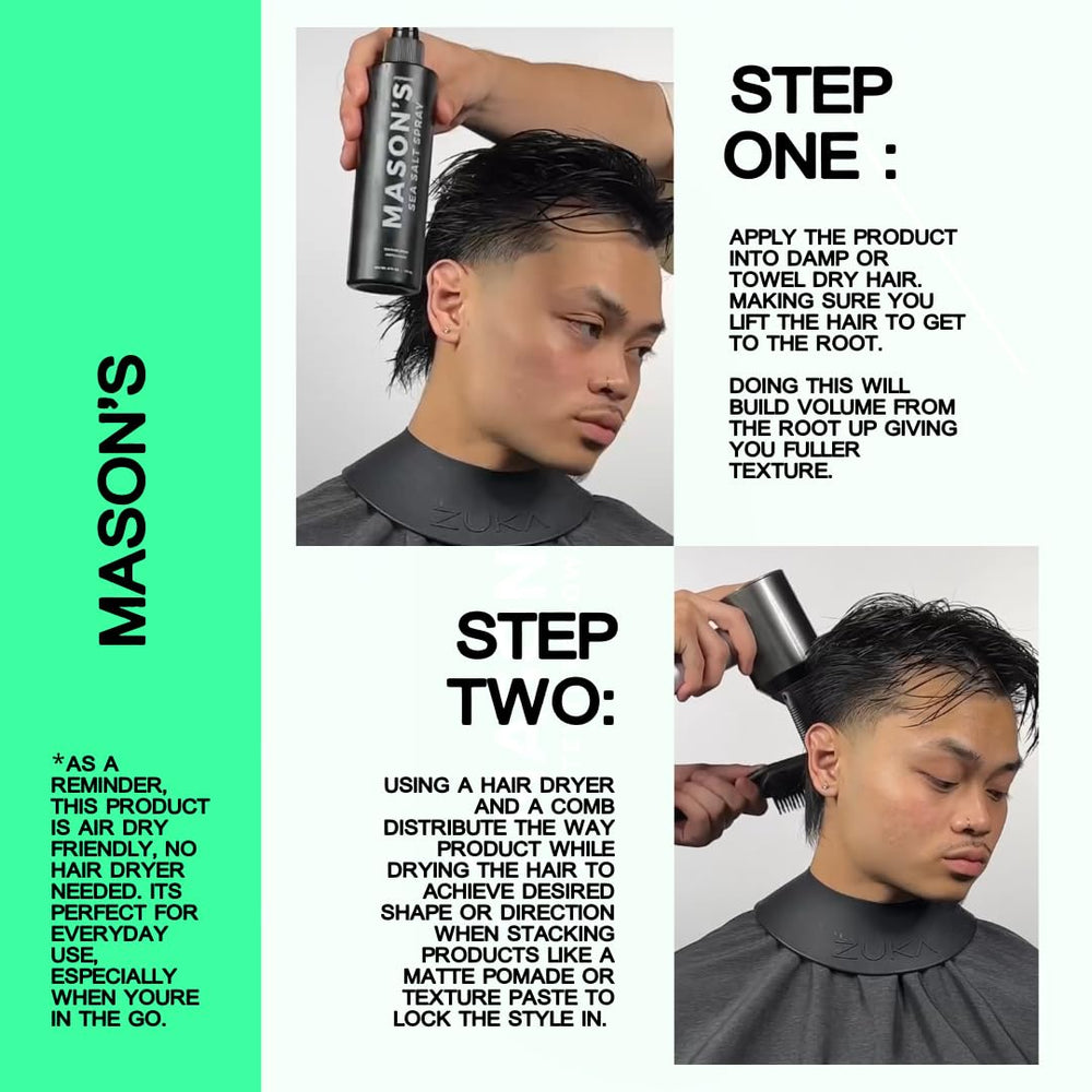 Mason’s Sea Salt Spray with aloe and argan oil hydrates hair.