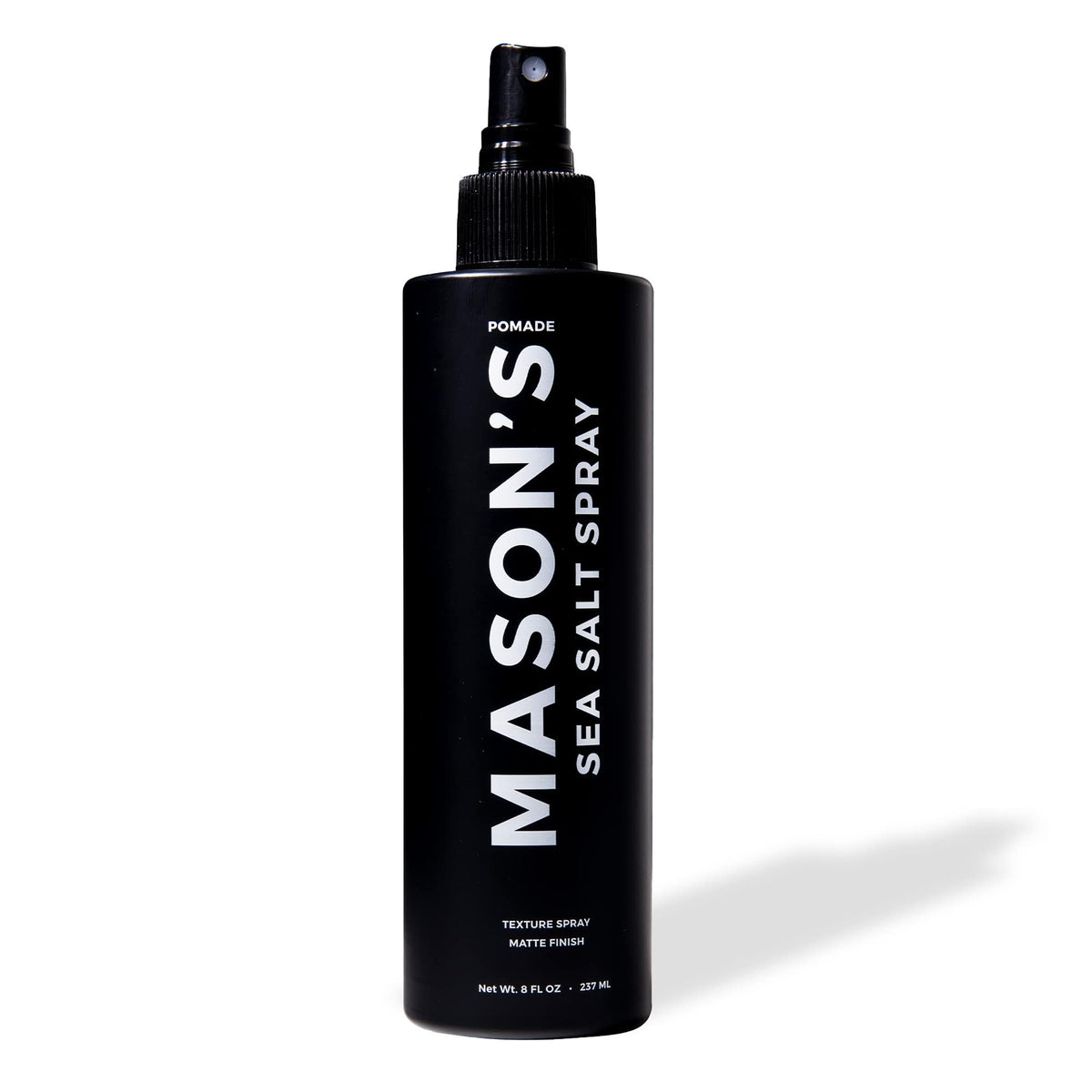 Mason’s Sea Salt Spray bottle close-up, lightweight finish.