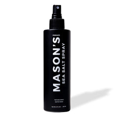 Mason’s Sea Salt Spray bottle close-up, lightweight finish.