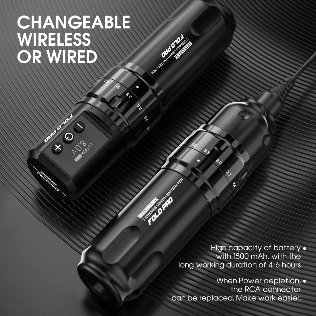 MAST TATTOO Fold Pro stroke adjustment knob for quick length changes during a session