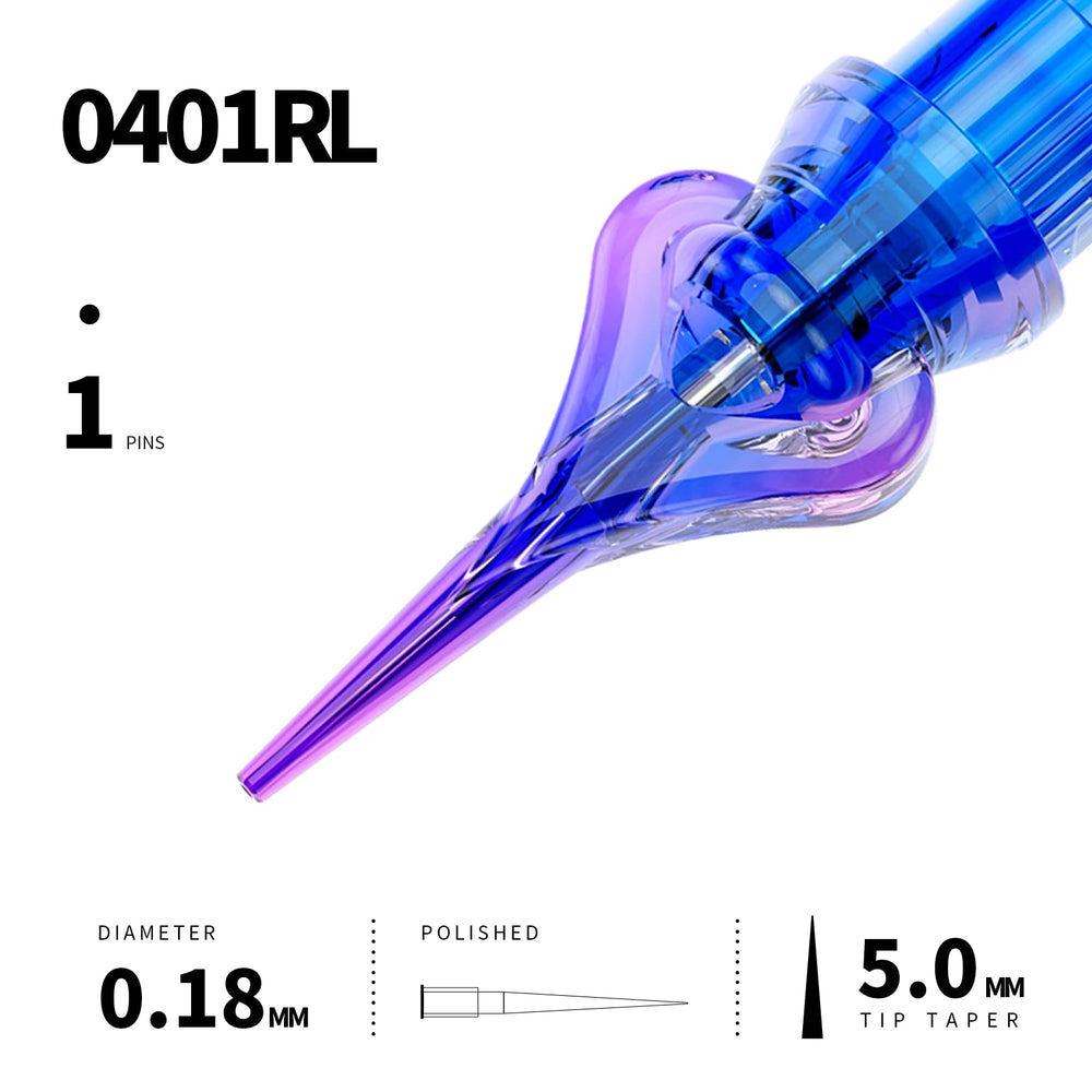 Close-up of Mast Heart 0401RL needle tip illustrating ultra-slim precision