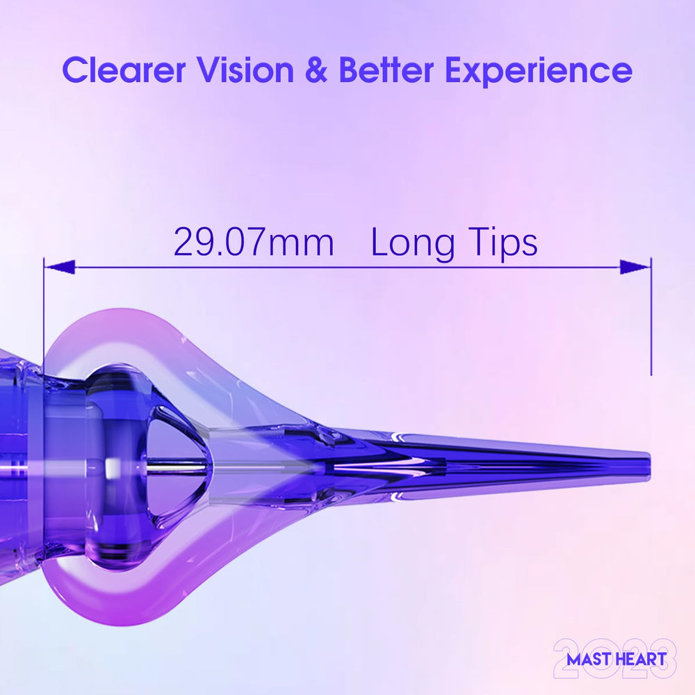 Transparent tip shows ink flow with Mast Heart round liner long-tip
