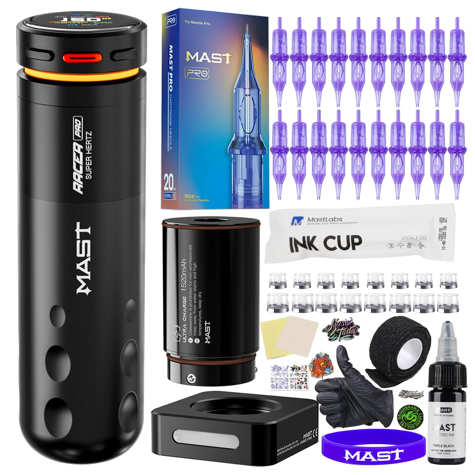 Mast Tattoo Racer Pro overview shows a wireless kit designed for precise lines and shading.