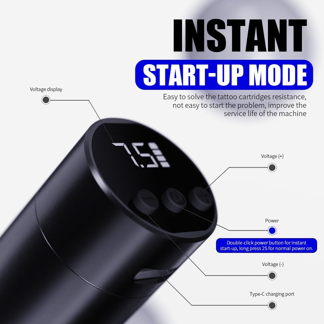 MAST TATTOO Tour Fly 1200mAh battery enabling up to five hours of practice