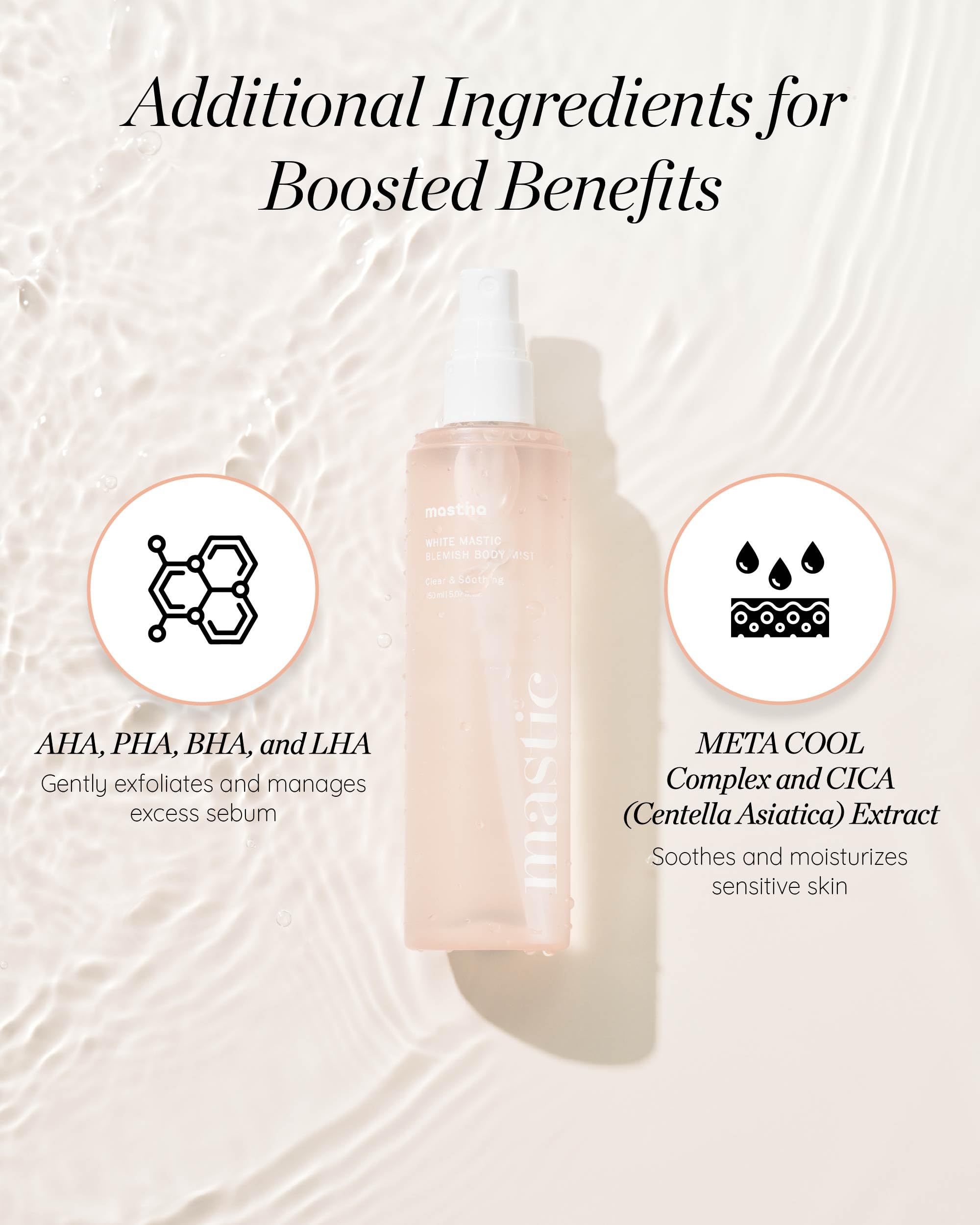 MASTINA White Mastic Cooling Body Mist on arms and legs for even tone