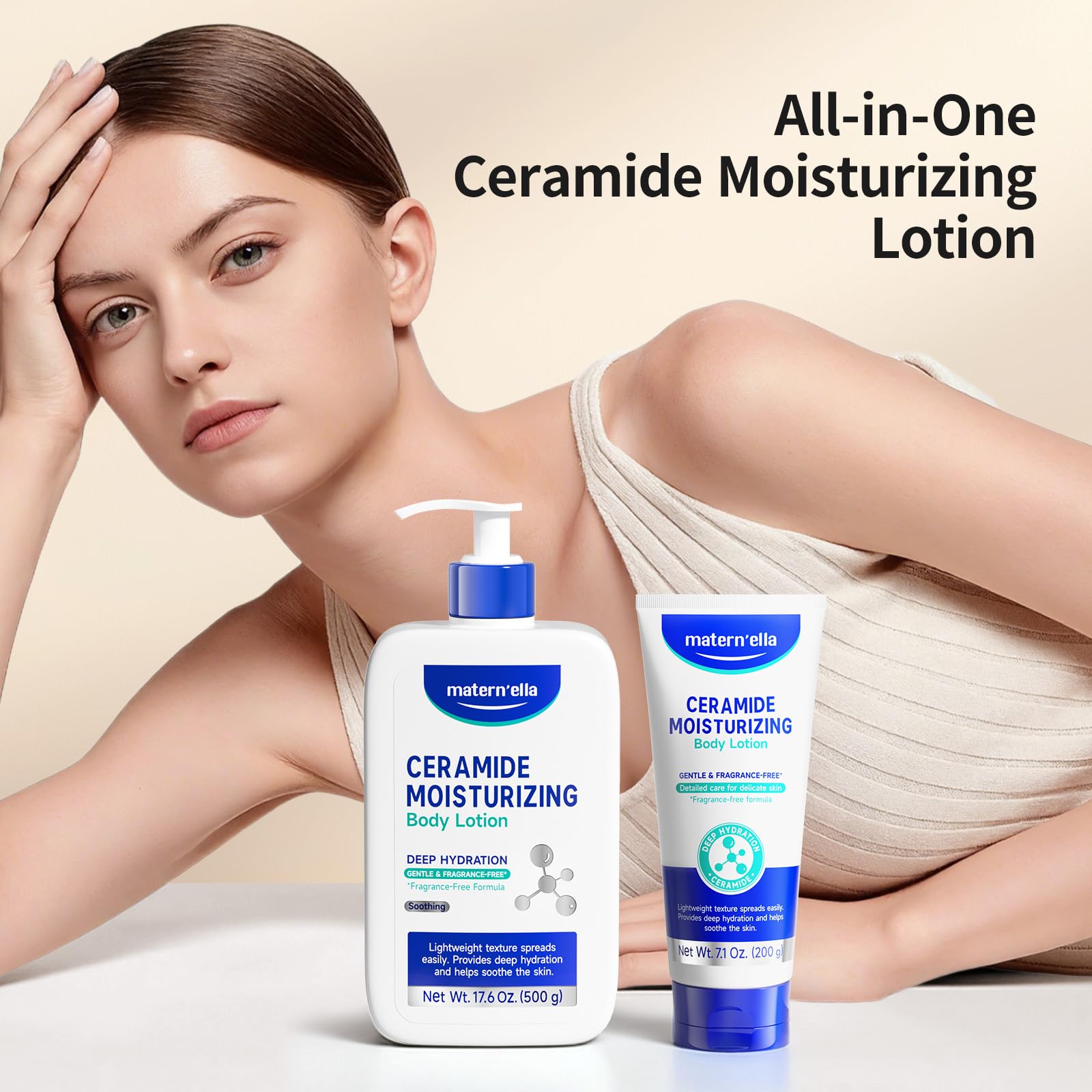 Matern'ella niacinamide body lotion supports even tone and elasticity.