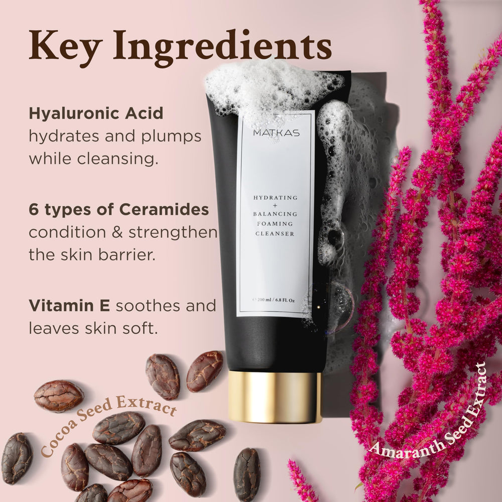 MATKAS cleanser packaging-closeup highlights premium design and ingredients