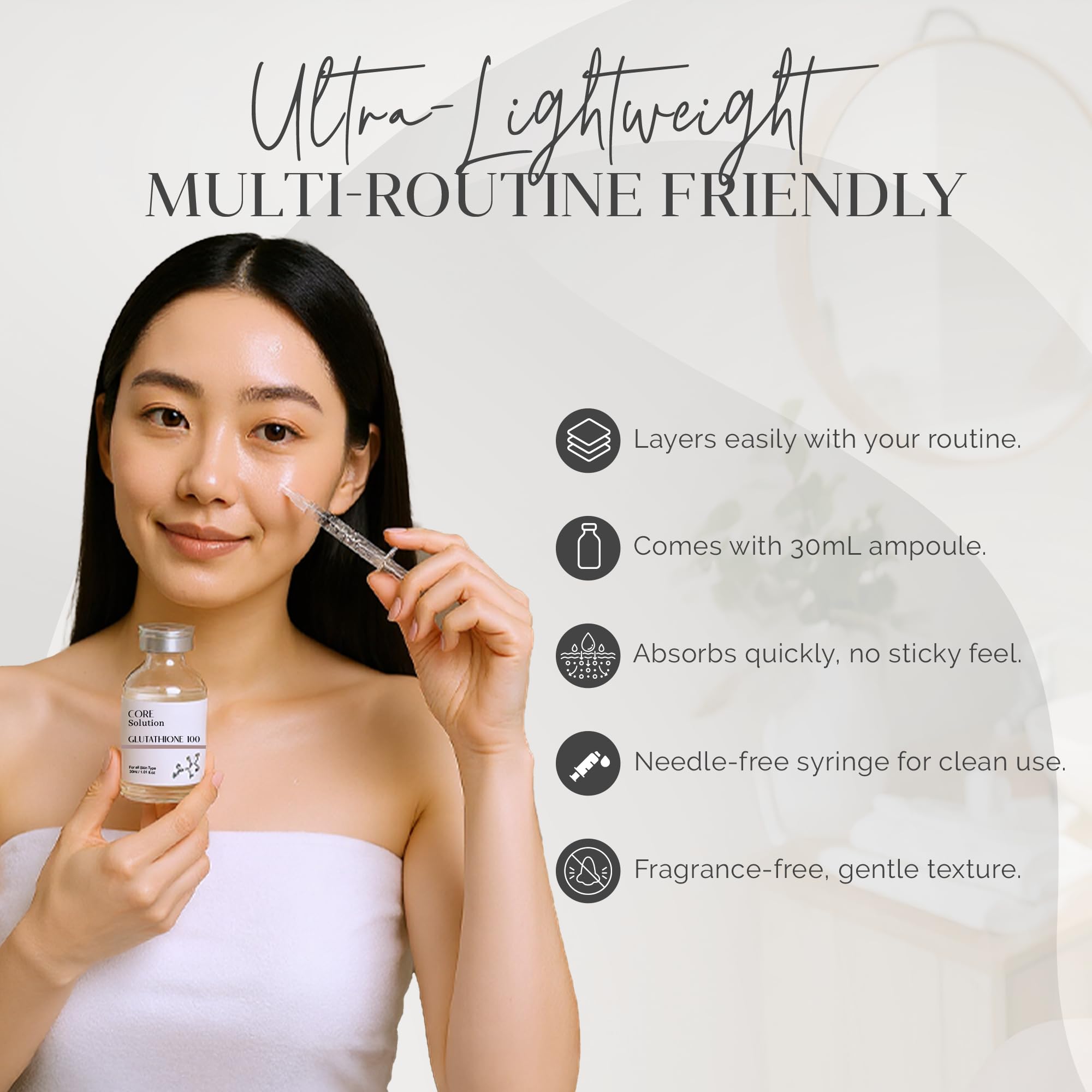Matrigen Glutathione ampoule syringe enables precise clean dispensing