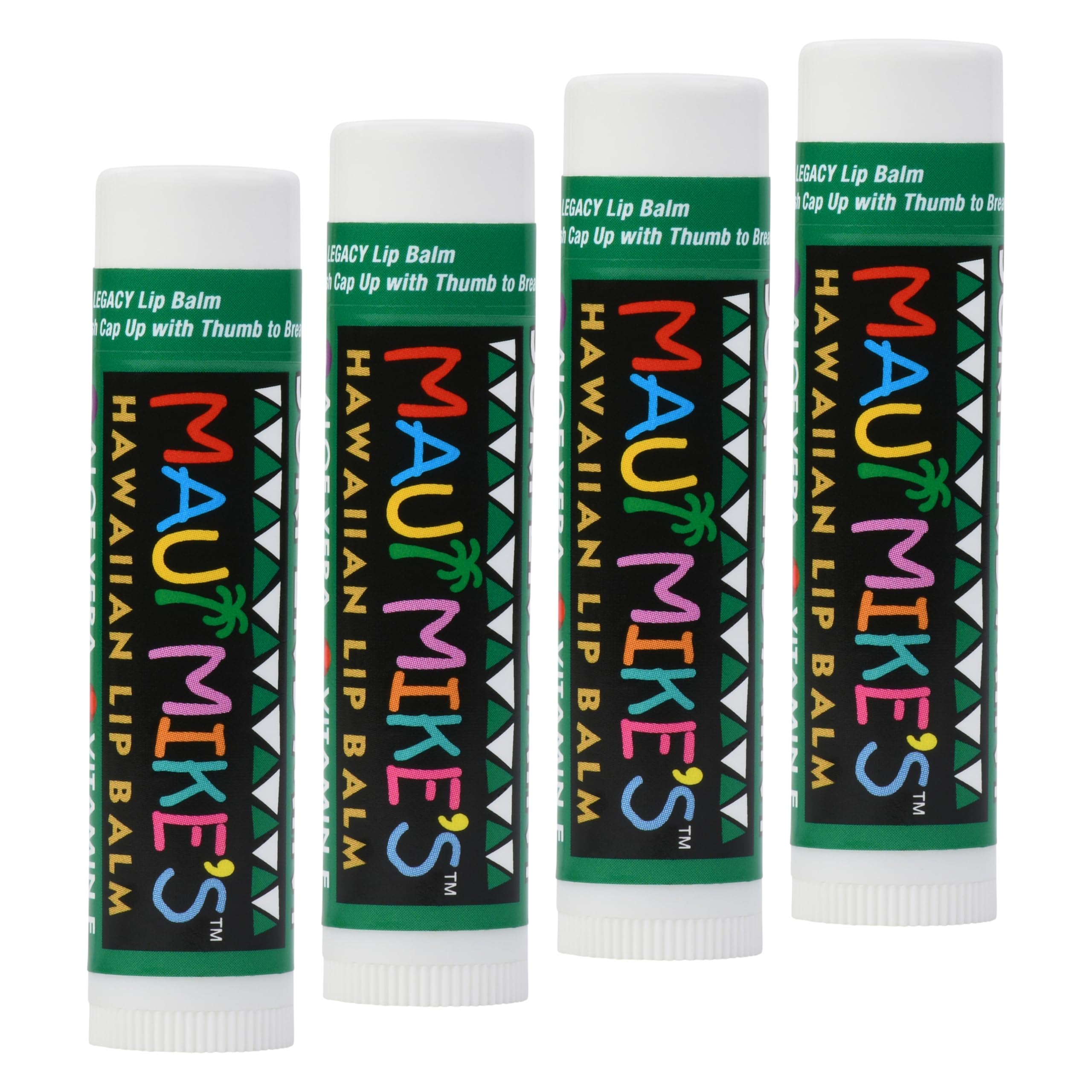 MAUI MIKE'S Surfer's Mint lip balm 4-pack close-up shows smooth glide.