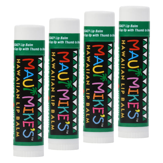 MAUI MIKE'S Surfer's Mint lip balm 4-pack close-up shows smooth glide.
