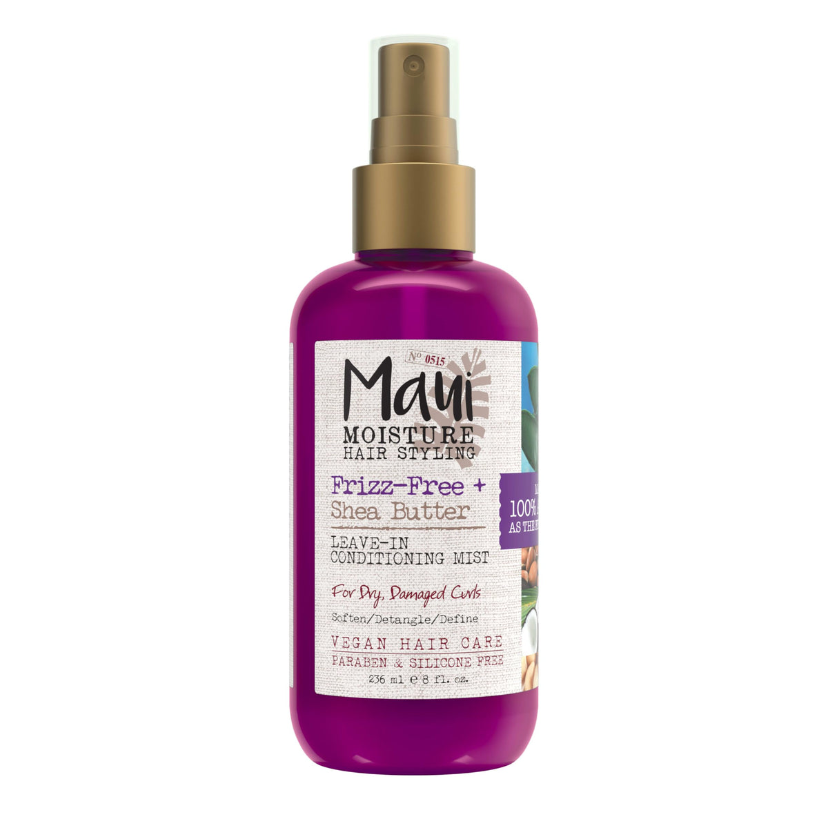 Maui Moisture Frizz-Free Leave-In Mist bottle shown for hydrated curls.
