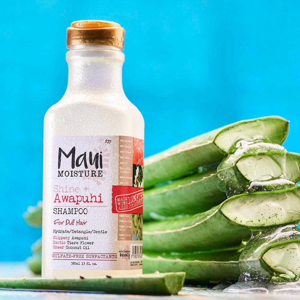 Maui Moisture Shine aloe-based lather promotes lightweight hydration