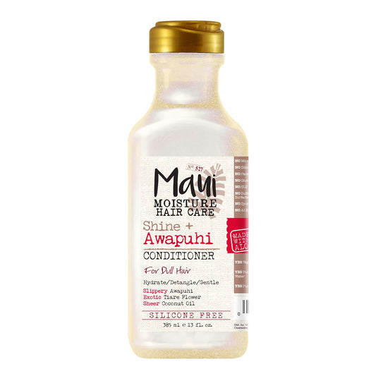 Maui Moisture Shine Awapuhi bottle pour for lightweight hydration and detangling.