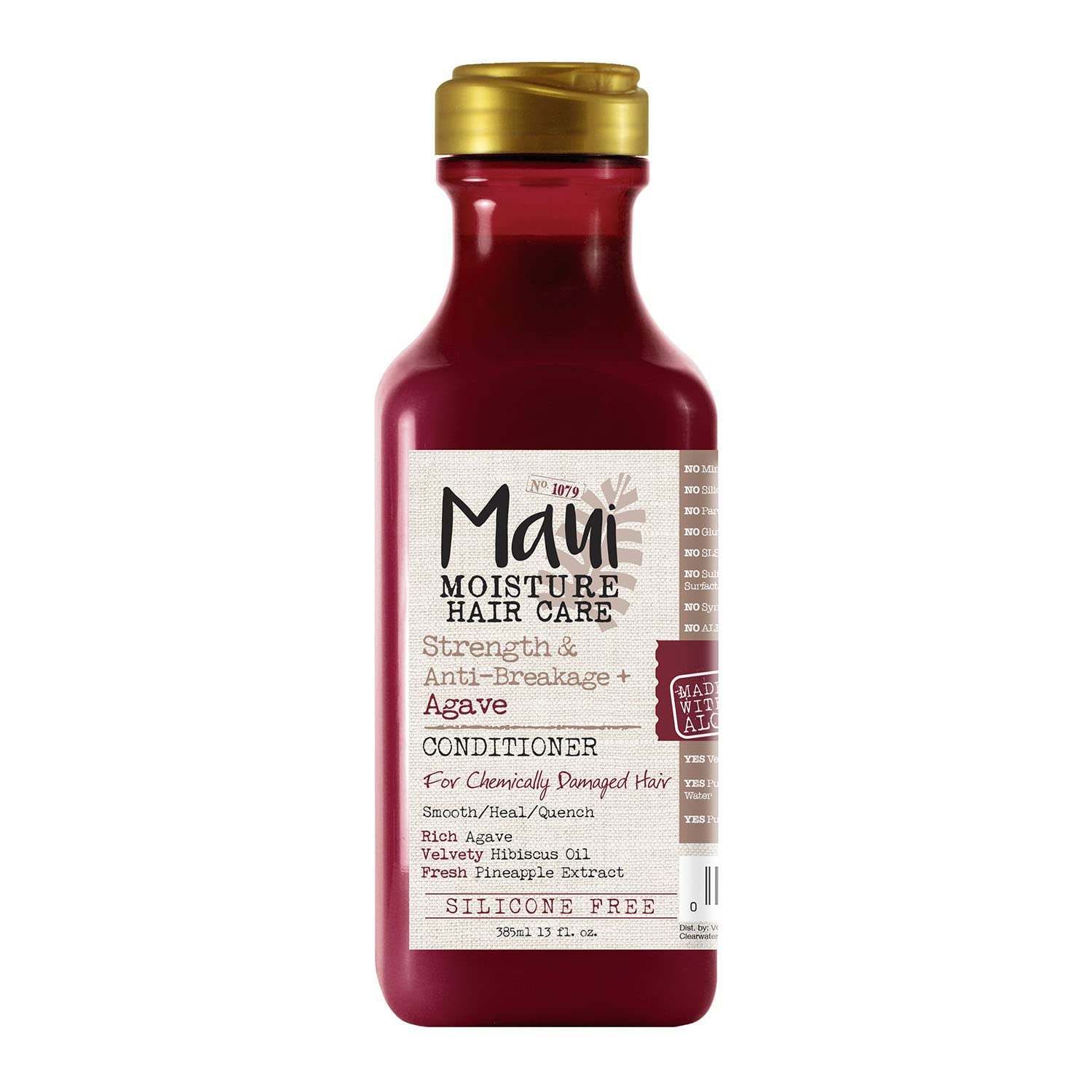 Maui Moisture Strength Agave Conditioner bottle pour highlighting rich hydration