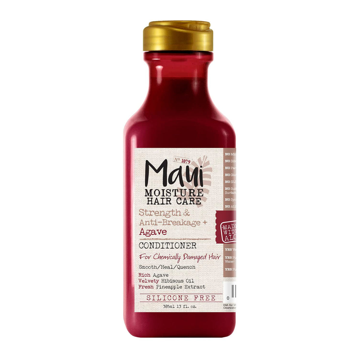 Maui Moisture Strength Agave Conditioner bottle pour highlighting rich hydration