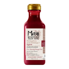 Maui Moisture Strength Agave Conditioner bottle pour highlighting rich hydration