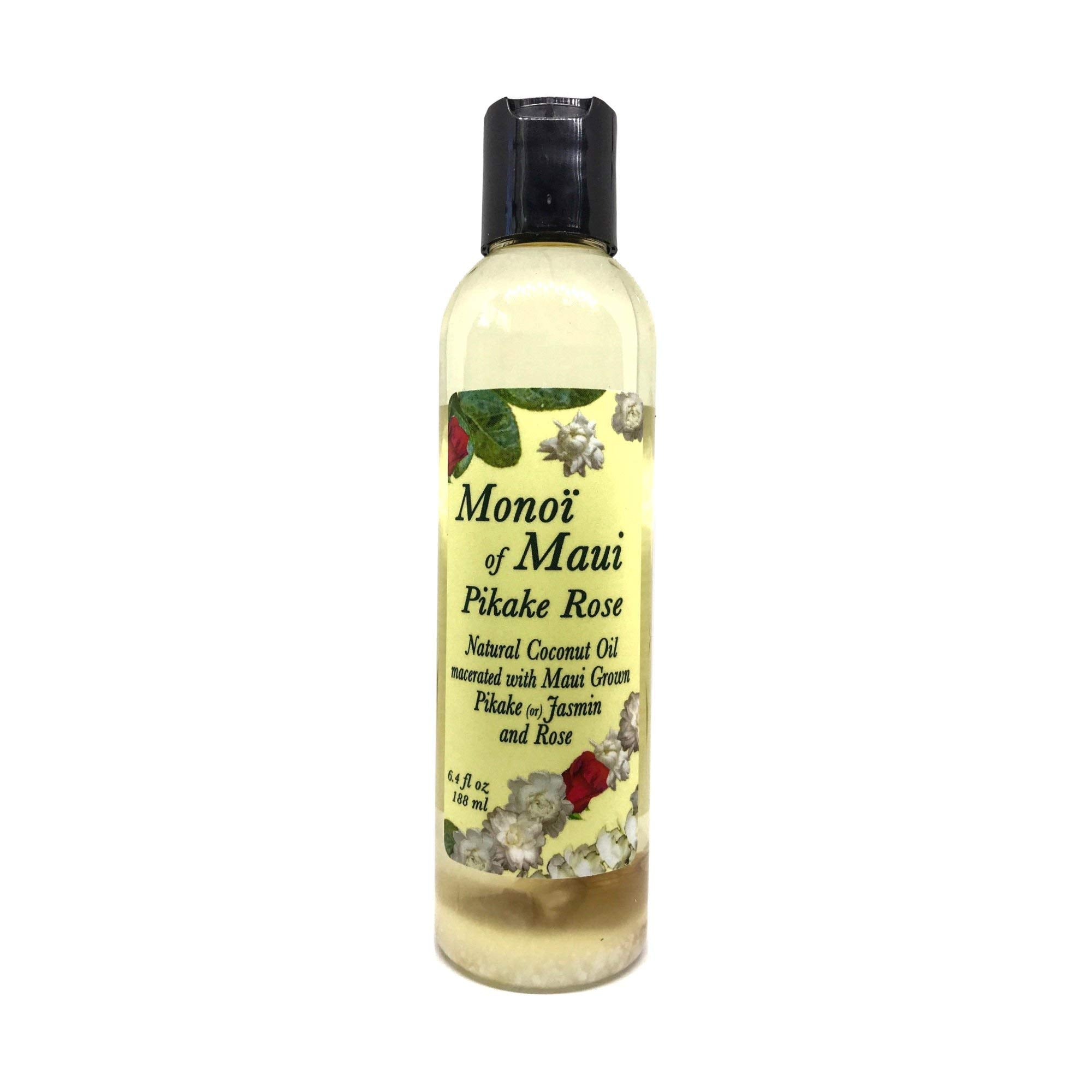 Maui Natural Organics Monoi Pikake Rose Oil bottle for skin and hair care.