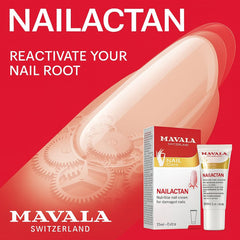 MAVALA Nailactan nail-strengthener in use, supporting flexibility and reducing splitting.