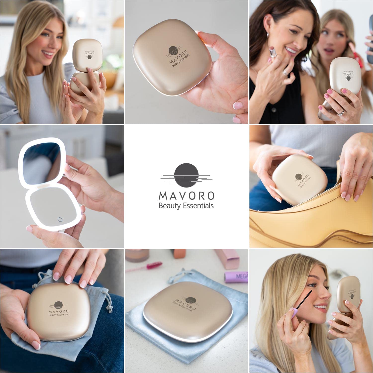 Mavoro travel mirror pocket-size fits easily in a purse