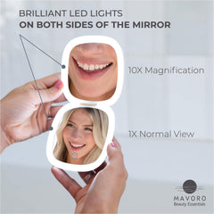 Mavoro mirror shows three dimmable light modes for any setting