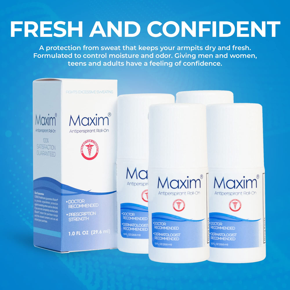 MAXIM anti-sweat roll-on application for quick daily use and dryness