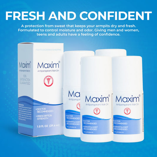 MAXIM anti-sweat roll-on application for quick daily use and dryness
