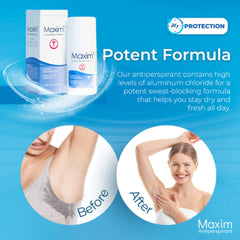 MAXIM day-long dry underarms ideal for workouts and hot days