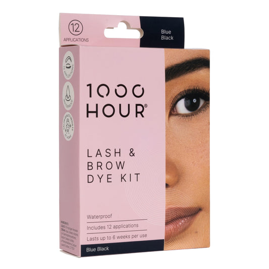 MaxRelief Brow Mascara Blue Black brush demonstrates precise, lasting brow color