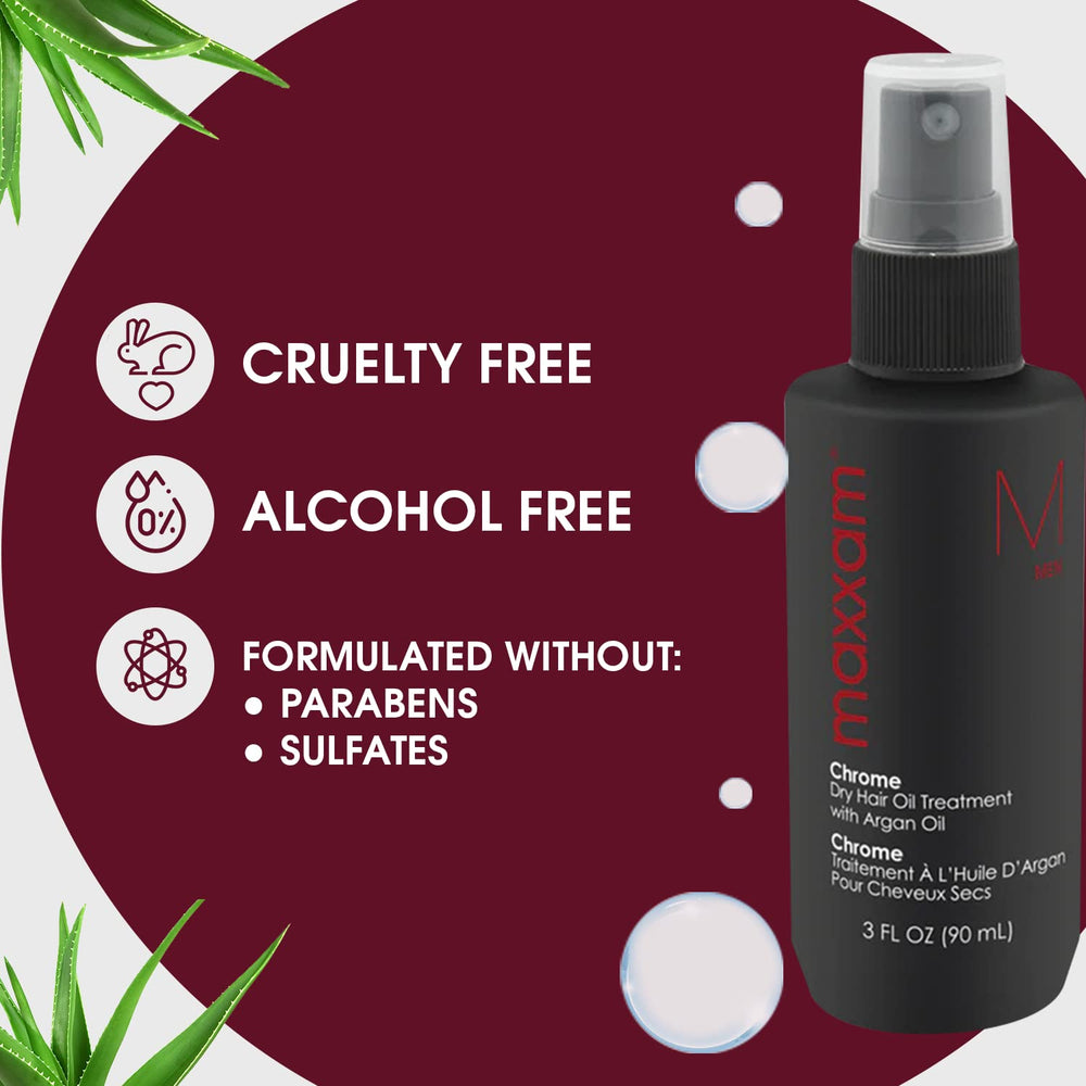 HAIR CLUB Maxxam Chrome on dry hair for silky shine and easy manageability.