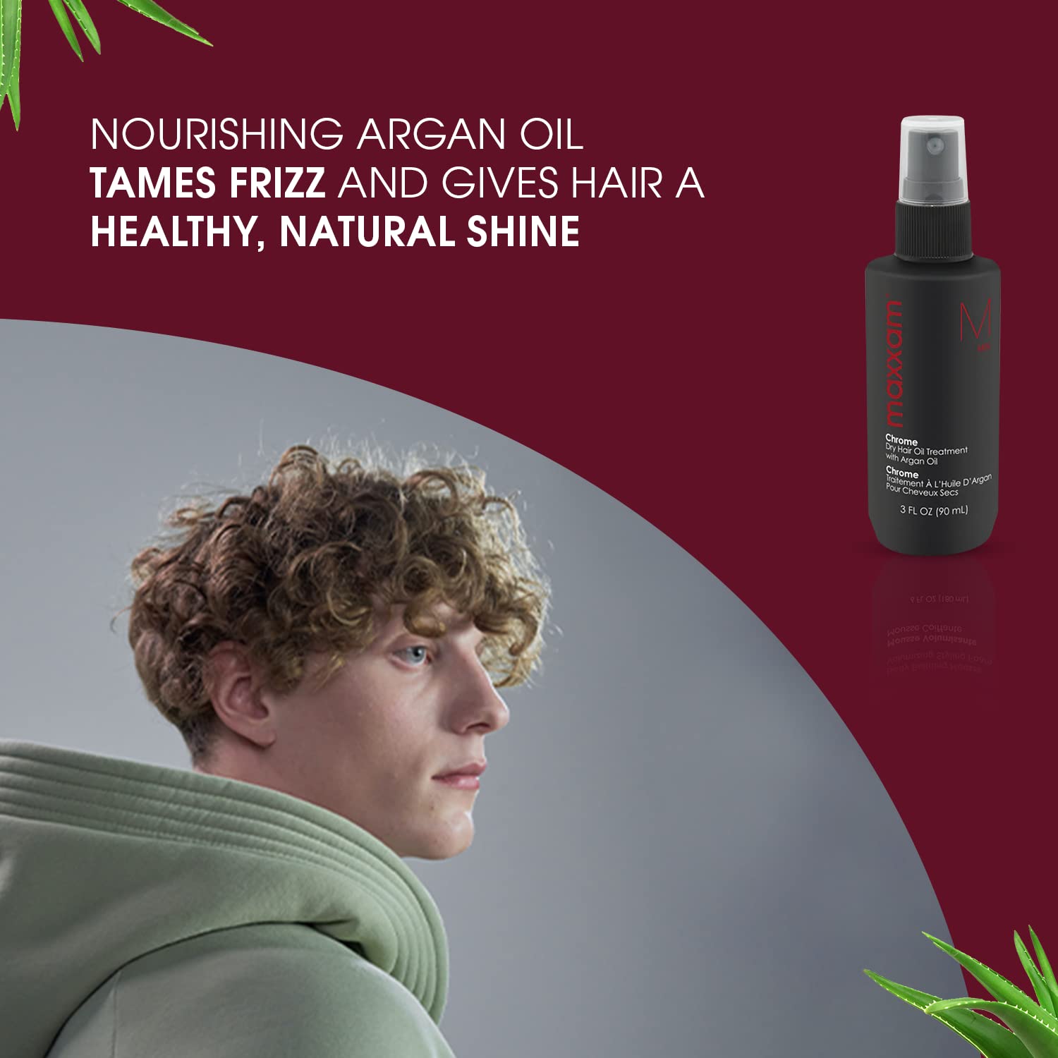 HAIR CLUB Maxxam Chrome frizz control smoothing flyaways for a polished look.