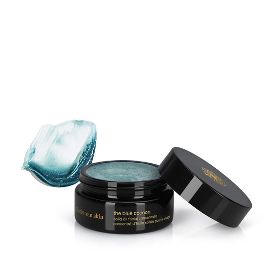 May Lindstrom Skin The Blue Cocoon balm-pour calms sensitive skin on contact.