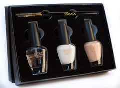 MAYA nail polish swatches reveal shade range and finishes.