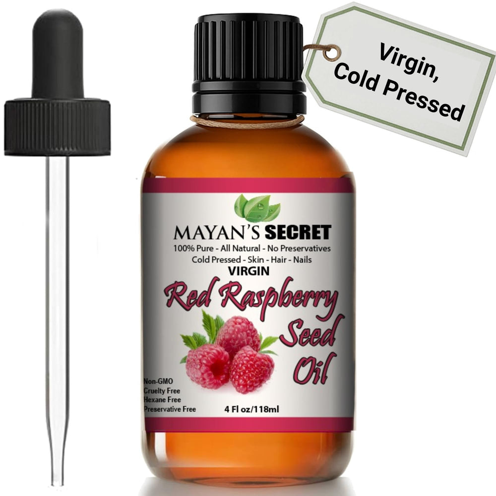 Mayans Secret Red Raspberry Seed Oil bottle ready for daily skin care.