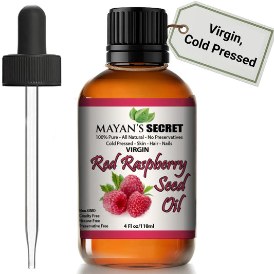 Mayans Secret Red Raspberry Seed Oil bottle ready for daily skin care.