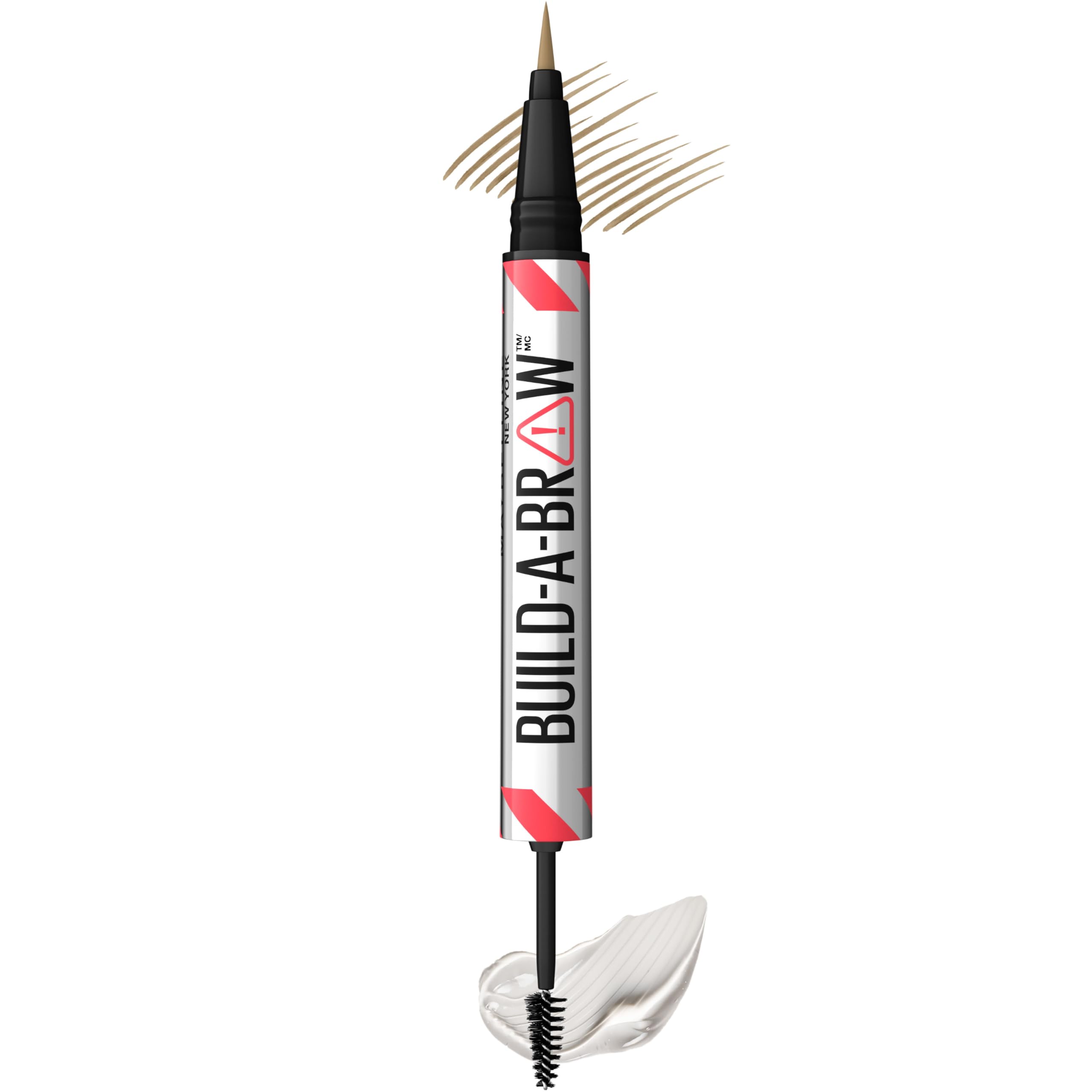 Maybelline Build-A-Brow brow pen close-up shows hair-like strokes for natural brows.