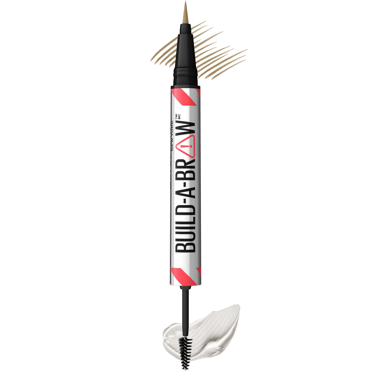 Maybelline Build-A-Brow brow pen close-up shows hair-like strokes for natural brows.