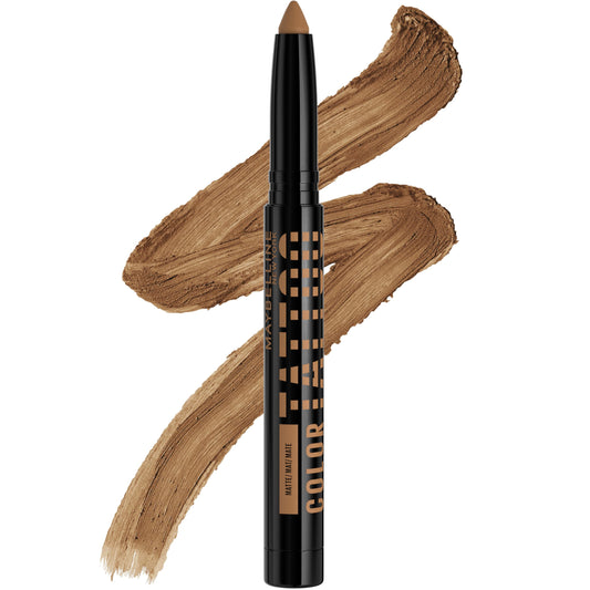 MAYBELLINE Color Tattoo Eye Stix I Am Cozy product shot with long lasting matte taupe.